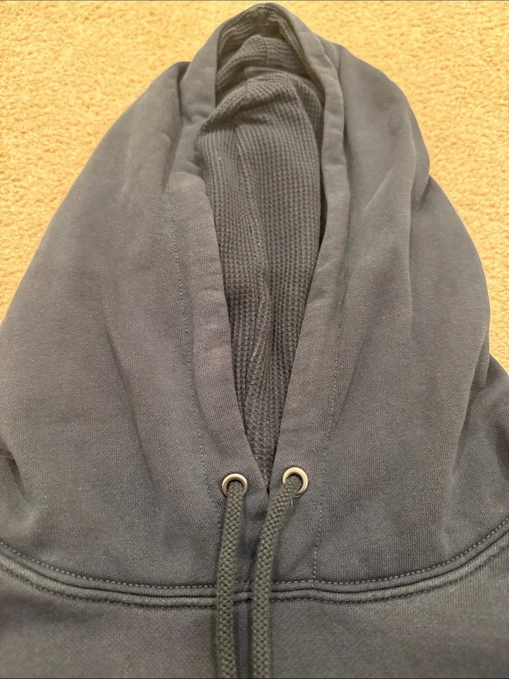 J. Crew Dark Blue/Green Thermal Lined Pullover Hoodie - Solid Casual Sweatshirt